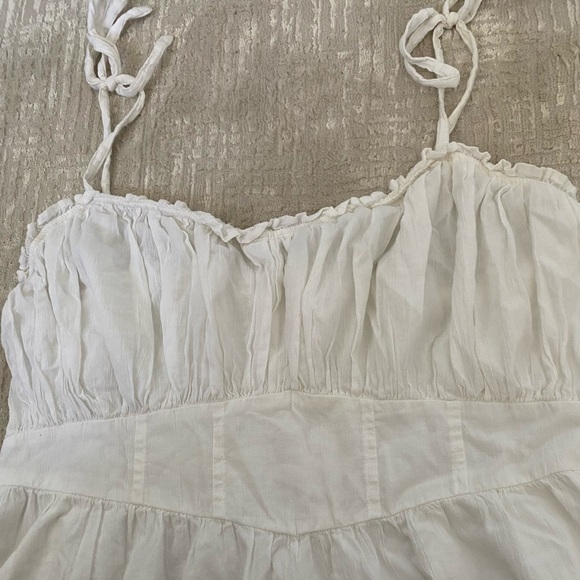 Aerie White/Cream Mini Corset Dress Size XXL/2x with Ruffles and Tie Straps - Picture 5 of 15